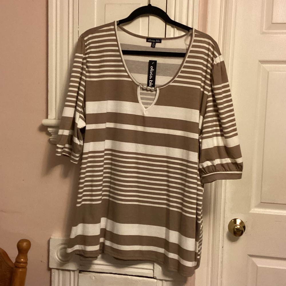 Brown 3/4 Sleeve Relaxed blouse